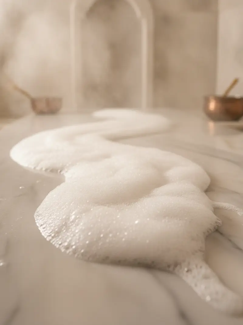 Foam on warm marble